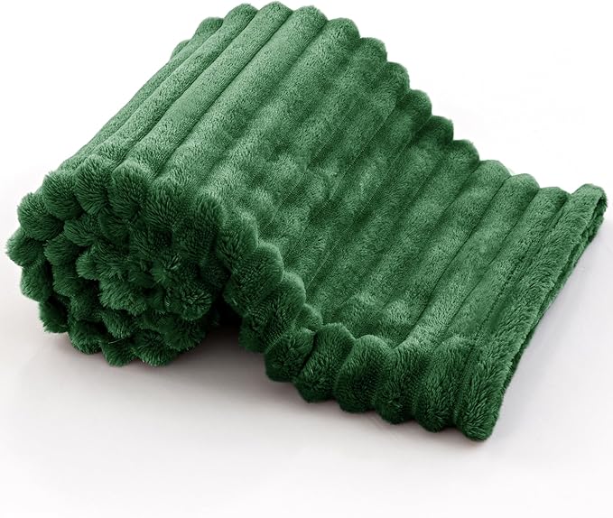 BEDELITE Baby Blankets for Boys Girls 30"x 40" - 3D Ribbed Jacquard Cute Fuzzy Fleece Blanket, Warm and Breathable Soft Cozy Infant Toddler Blanket for Newborn All Seasons Suitable, Dark Green