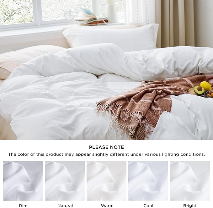 Bedsure Duvet Cover Twin/Twin XL Size - 2 Pieces Prewashed Cotton-Like Polyester Extra Soft Bedding Set, Includes 1 Twin Duvet Cover 68''x90'' with Zipper Closure & 1 Pillow Sham, White, No Comforter