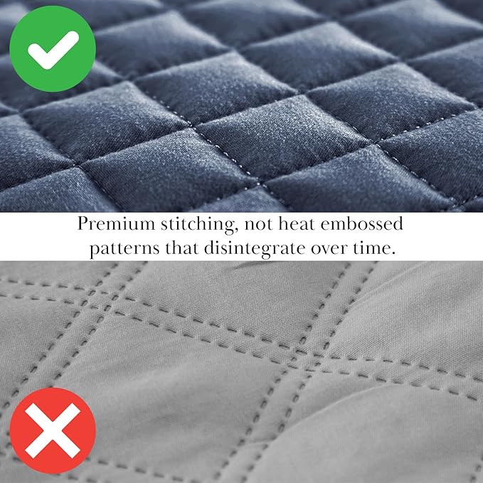Southshore Fine Living, Inc. Lightweight Quilt King Size Bedding Set, Lightweight, Pet Hair Resistant Bedding, California/King Size Lightweight Quilt Coverlet Set w/2 Shams, Dark Blue