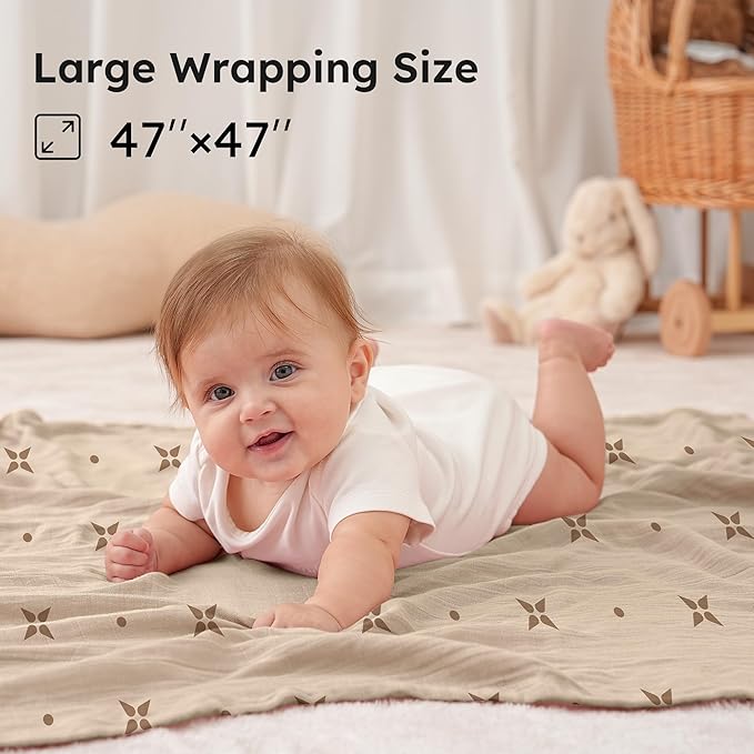 Yoofoss Muslin Swaddle Blankets, Organic Baby Blankets, 47 x 47 Inches Receiving Blanket for Baby Boys and Girls, Baby Essentials for Newborns Soft Breathable