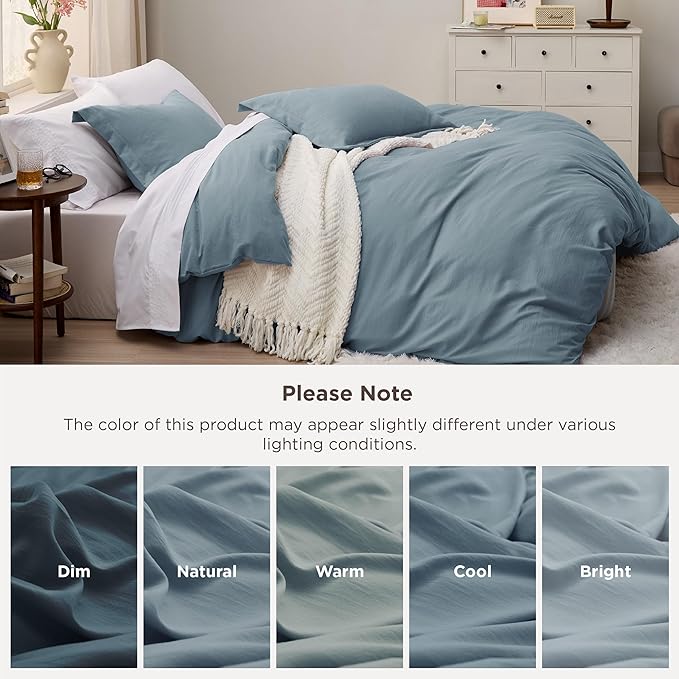 Bedsure Mineral Blue Oversized King Duvet Cover - 3 Pieces Prewashed Cotton-Like Polyester Extra Soft Bedding Set, Includes 1 Duvet Cover 120''x98'' with Zipper Closure & 2 Pillow Shams, No Comforter