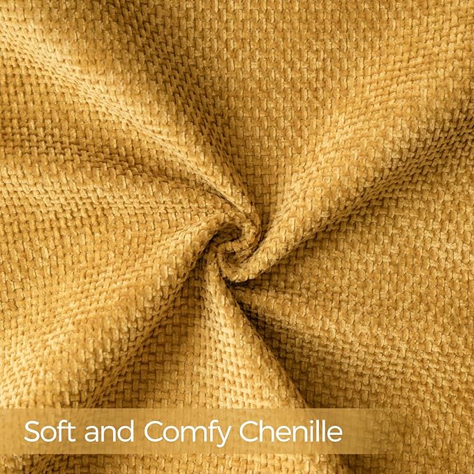 a moment Fall Mustard Yellow Chenille Throw Pillow Covers 18x18 Inch Pack of 2 Modern Decorative Throw Pillow Covers Farmhouse Cross Pillows Home Decor for Sofa Bedroom Living Room