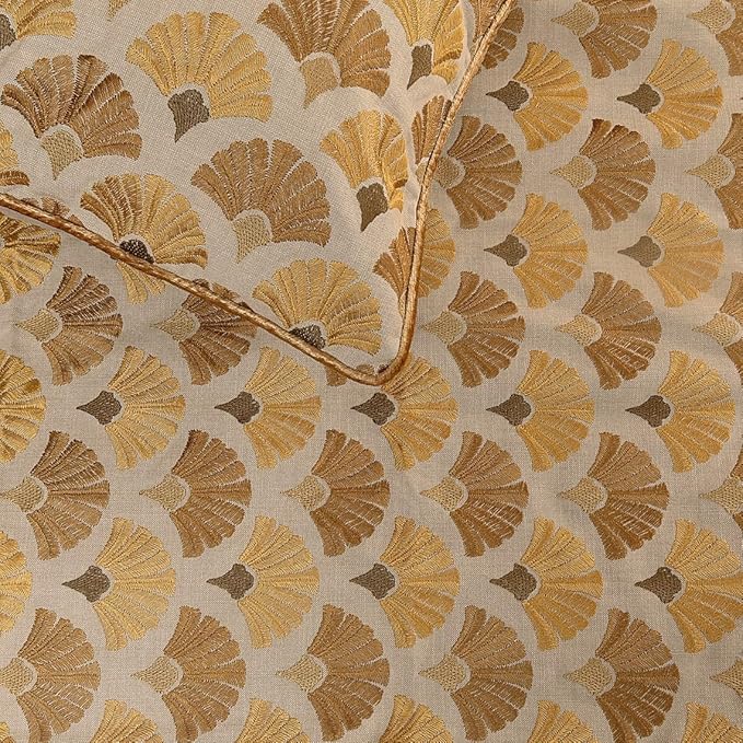 The HomeCentric King Queen Twin Beige & Yellow Gold Handmade Twin 53"x18" Bed Runner Without Pillow Cover, Floral Embroidery Bed Scarf on Cotton Embroidery Fabric - Autumn Bloom