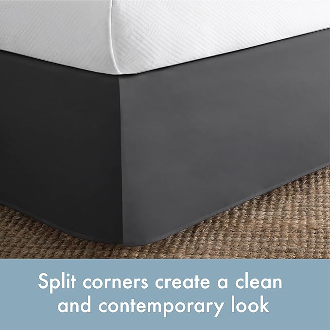 Today’s Home Classic Tailored Bed Skirt Dust Ruffle, Cotton Blend Design, 14" Drop Length, California King, Grey