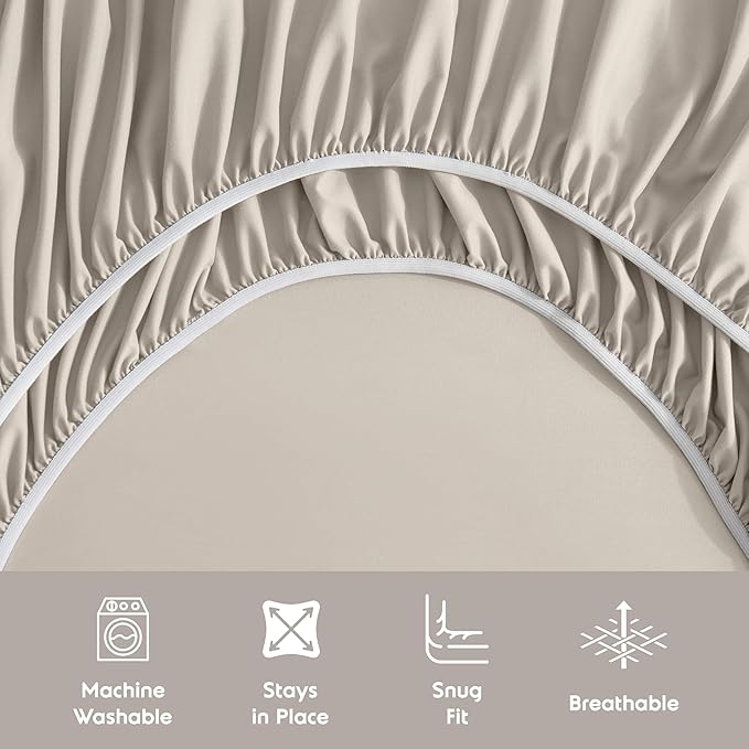 Nestl Full Sheet Set - Luxury 1800 Ultra-Soft Microfiber Full Bed Sheets - Double Brushed - Deep Pockets - Easy Fit - 4 Piece Set - Bedding Sheets & Pillowcases (Full, Linen)