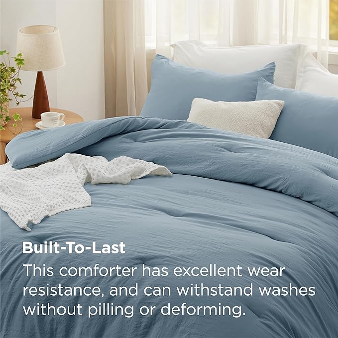 Bedsure Super King Comforter Set, Dusty Blue Soft Prewashed Bedding for All Seasons, 3 Pieces GentleSoft™ Bed Set, 1 Lightweight Comforter (120"x120") and 2 Pillowcases (20"x36")