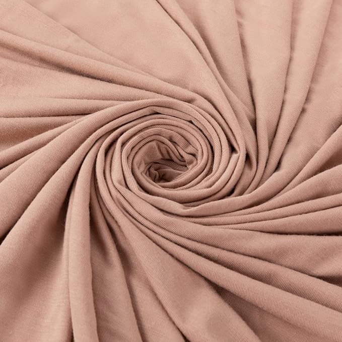 Large Jersey Knitted Swaddle Blanket for Baby, Soft Stretchy Receiving Blanket for Newborns with Hat, Baby Nursery Swaddle 47 x 47 inches(Muted Fawn)
