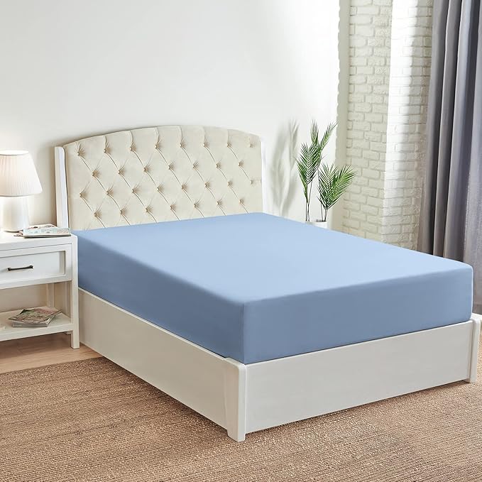 Mellanni Twin Fitted Sheet - Iconic Collection Bedding Sheets with up to 16 inch Deep Pocket - Soft & Cooling - Fade & Stain Resistant - 1 PC (Twin, Blue Hydrangea)