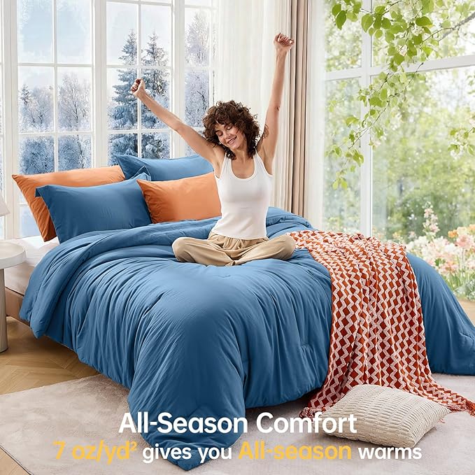 MUXHOMO Full Comforter Sets, All Season Ultra Soft Down Alternative Bedding - 3 Piece Lightweight Bed Set Includes 1 Comforter (82"x86") and 2 Pillow Shams (20"x26"), Teal