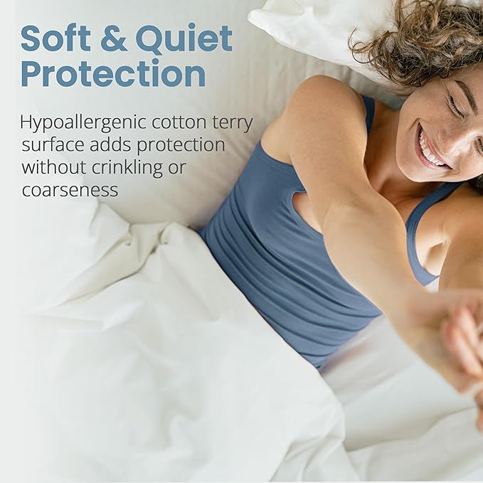 SafeRest Zippered Mattress Protector - Premium 12-15 Inch Waterproof Mattress Cover for Bed - Breathable, Noiseless Washable Mattress Encasement - Queen