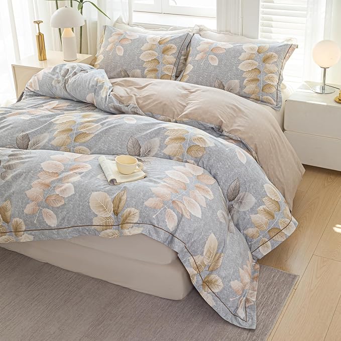 OAITE Duvet Cover Set Twin Size Floral Pattern 500 Thread Count Ultra Soft 100% Cotton Duvet Cover Sets 3-PC, Breathable Duvet Cover with Zipper Closure & Corner Ties