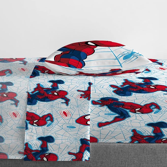 Jay Franco Marvel Spiderman Webtastic 5 Piece Twin Size Bed Set - Includes Reversible Comforter & Sheet Set - Super Soft Kids Bedding Fade Resistant Microfiber (Official Marvel Product)