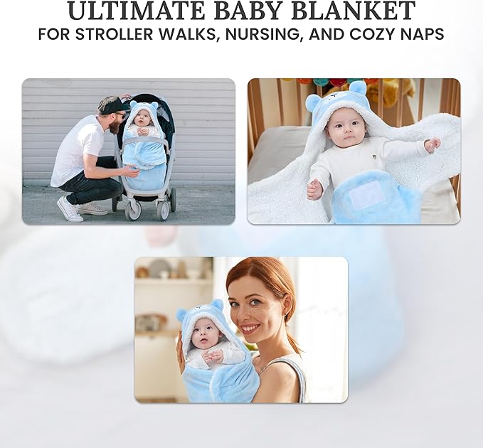 Baby Swaddle Blanket – Ultra Soft Plush Wrap for Newborns 0-6Months, Warm Sherpa Receiving Blanket Essential for Infant Sleep