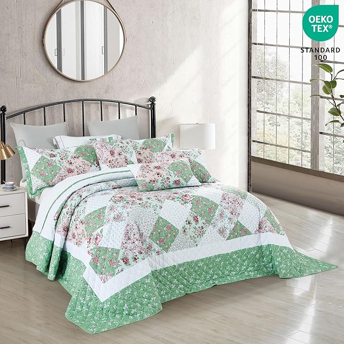 Oversized King Bedspread, Reversible, 6 Piece, 100% Microfiber, King/Cal King, Rose