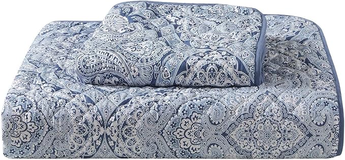Mellanni Twin Bedspread Coverlet Set - Bedding Cover with Sham - Ultrasonic Quilting Technology - 2 Piece Oversized Quilt Set - Bedspreads & Coverlets (Twin, Medallion Blue)