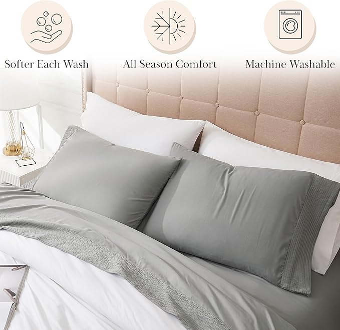 Southshore Fine Living, Inc. Deep Pocket Twin Sheet Set with 21" Deep Twin Fitted Sheet with 1 Pillow Case Standard Size | Hotel Luxury Quality | Fade Resistant, Microfiber Sheets | Steel Grey