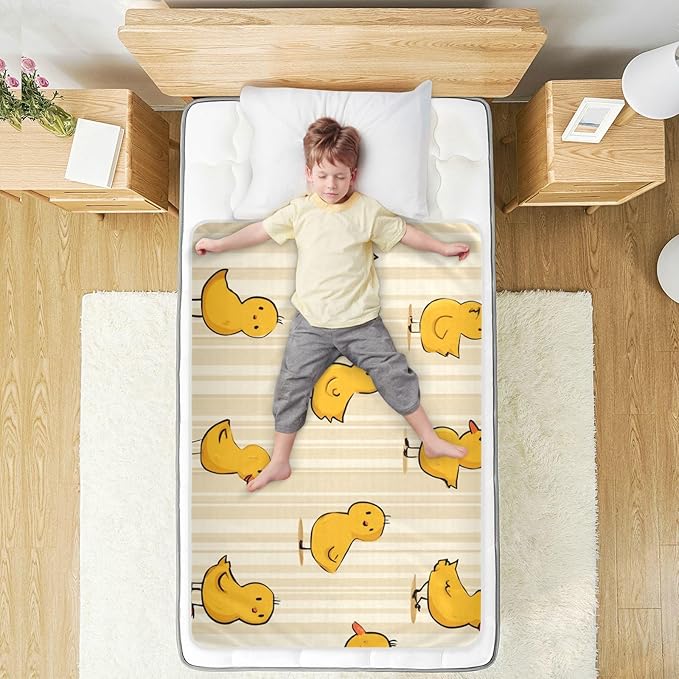 Waterproof Bed Pad Reusable Changing Pad Toddler Mattress Protector Large Pee Pad Baby Diaper Pad Soft Washable Liner Yellow Ducks Stripes
