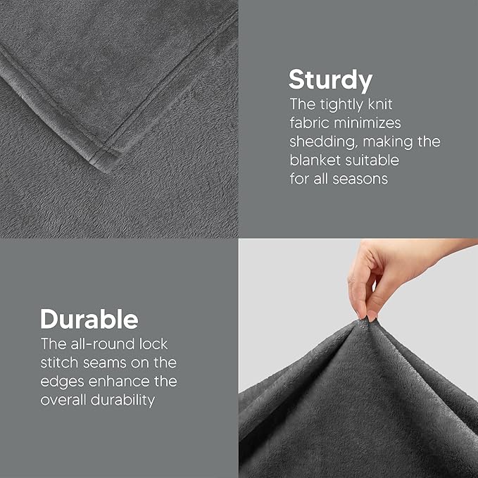 Utopia Bedding Fleece Blanket Twin Size Grey (60x80 Inches) Ultra Soft Warm Lightweight Microfiber Breathable Anti-Static Cozy Winter Bed Blanket, All-Season Home Decor Gift for Men & Women