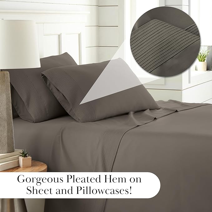 Southshore Fine Living, Inc. Deep Pocket Full size bed sheets set with 21" Deep Full Fitted Sheet, Pillow Cases Standard Size Set of 2 | Hotel Luxury Quality | Easy Care Microfiber Sheets | Dark Taupe