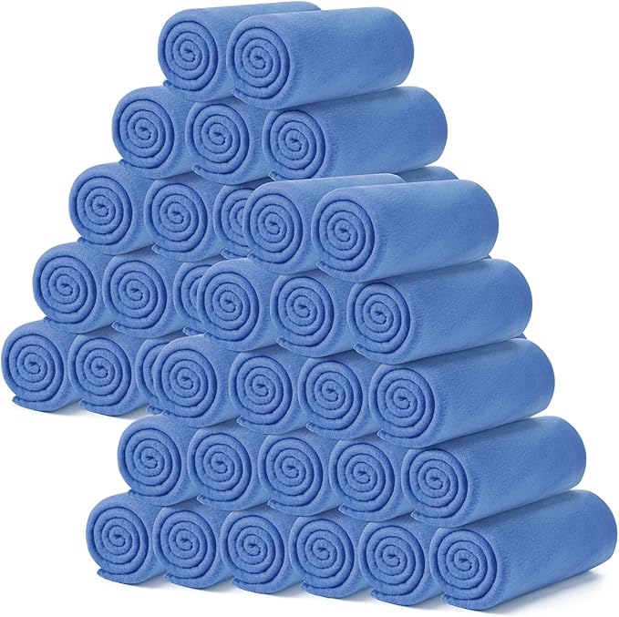 Kinlop Fleece Blanket Bulk 60 x 50 Inch Soft Lightweight Fleece Cozy Blanket Warm Throw Plush Pet Throw for Bed Couch Sofa Home Office Wedding Gifts Travel Camping(Deep Sea Blue,40 Packs)