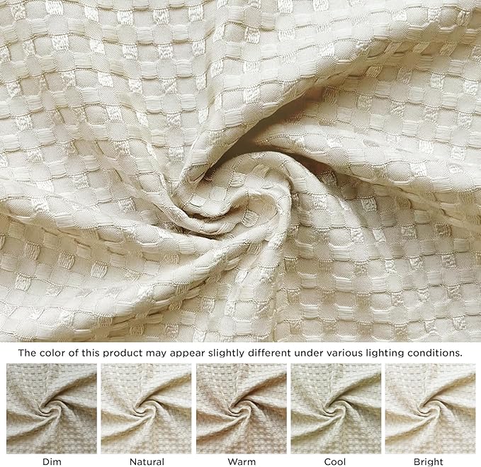 MIYE Pleated Waffle Weave Bed Skirt, Tailored Dust Ruffle 16 Inch Drop Easy Fit, Machine Washable,No Split Corners (Light Beige, King - 16" Drop)