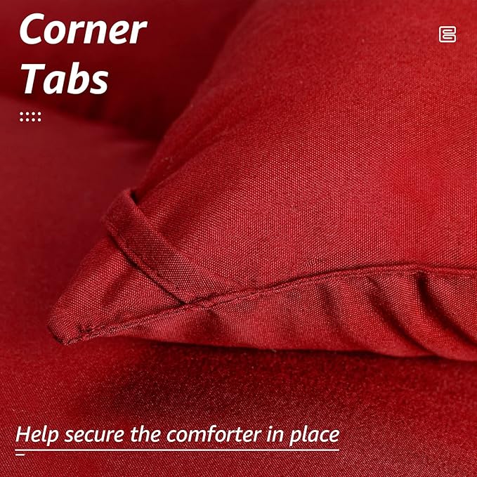HYLEORY All Season California King Size Bed Comforter - Cooling Down Alternative Quilted Duvet Insert with Corner Tabs - Winter Warm - Machine Washable - Red