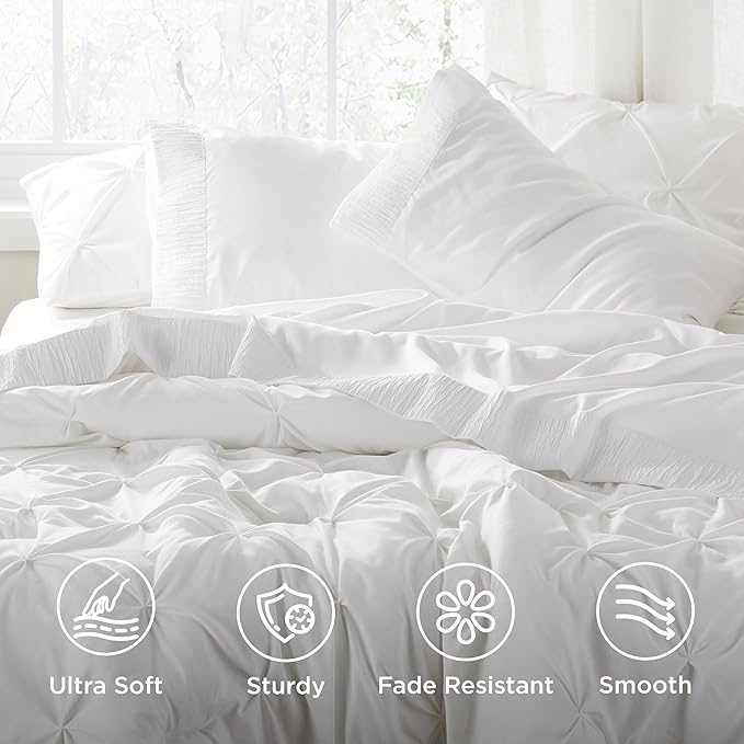 Bedsure Full Size Bed Sheets - 4 Pieces Soft Full Sheet Set - Breathable & Cooling - Hotel Luxury - Easy Care Polyester Microfiber Bedding for Women, Men, White