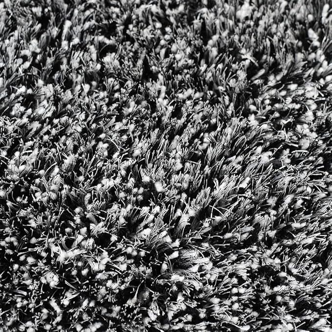 Hand Tufted SHAG Polyester ECO-Friendly Area Rugs - 5'x8', Rectangle, Black White, Solid Plain Design, High Pile Thick Handmade Anti Skid Rugs for Living Room, Bed Room K00111