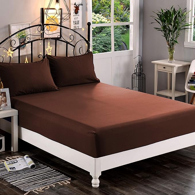 Elegant Comfort 1500 Premium Hotel Quality 1-Piece Fitted Sheet, Softest Quality Microfiber - Deep Pocket up to 16 inch, Wrinkle and Fade Resistant, King, Chocolate Brown