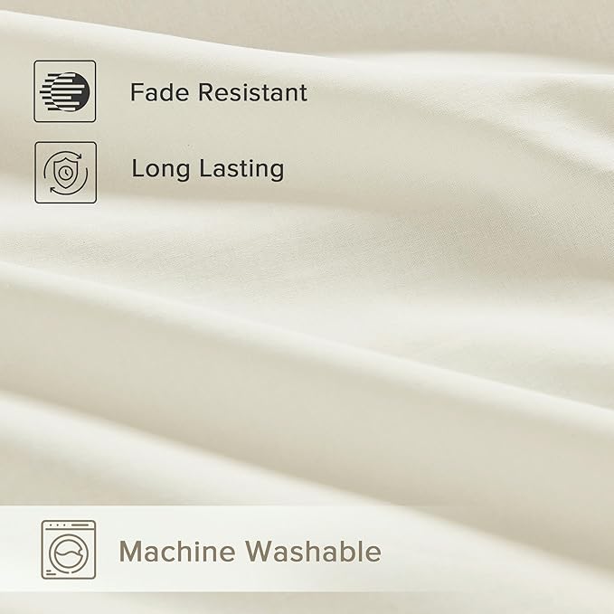 Comfort Spaces 100% Cotton Sheets Full, Breathable & Ultra Soft Cotton Sheets, Naturally Cool Cotton Bed Sheets with 14" Elastic Pocket Fits up to 16" Mattress, All Season Sheet Set, Ivory 4 Piece