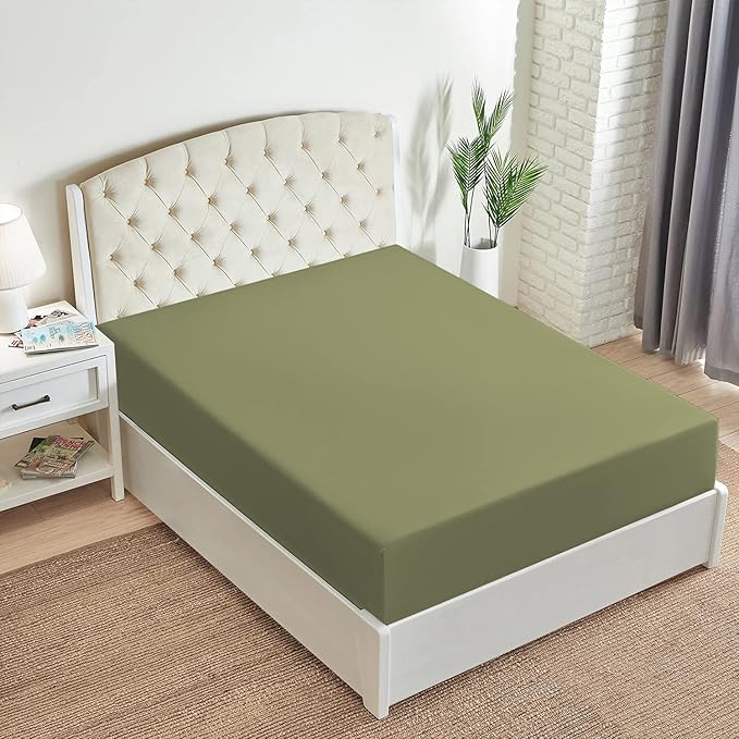 Mellanni King Fitted Sheet - Iconic Collection Bedding Sheets with up to 16 inch Deep Pocket - Soft & Cooling - Fade & Stain Resistant - 1 PC (King, Sage)