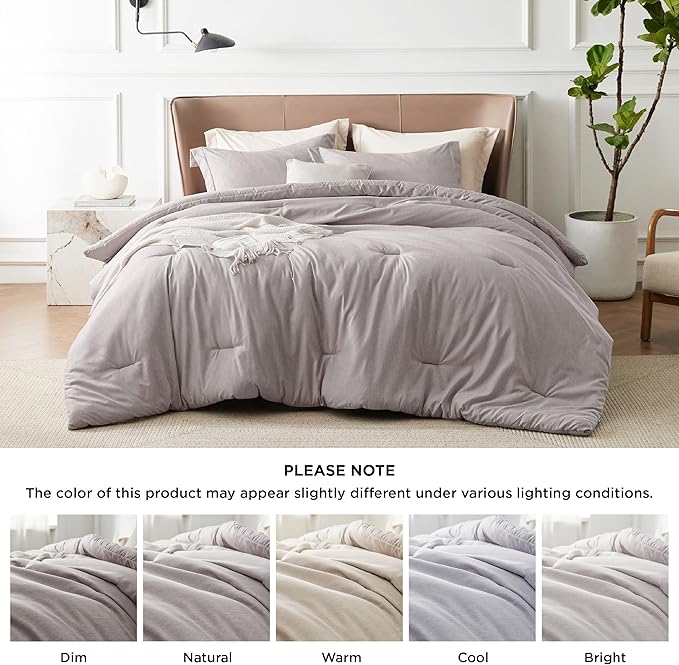 Bedsure Queen Comforter Set - Taupe Soft Bedding for All Seasons, Cationic Dyed Bed Set, 3 Pieces, 1 Queen Size Comforter (90"x90") and 2 Pillow Shams (20"x26"+2")