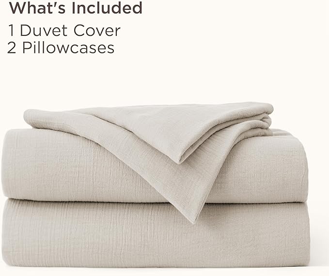 Bedsure Muslin Duvet Cover King Size - Cotton Blend Rayon Derived from Bamboo, Cooling Duvet Covet for Hot Sleepers - Ultra-Soft & Breathable Bedding Set for All Seasons(Oat Milk, 104"x90")