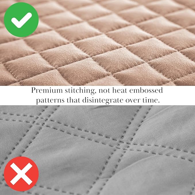 Southshore Fine Living, Inc. Full/Queen Quilt Set, Stitched Full Size with 2 Matching Pillow Shams, Lightweight Quilt Coverlet, Easy Care Machine Washable Queen Size Quilt Bedspread, Blush