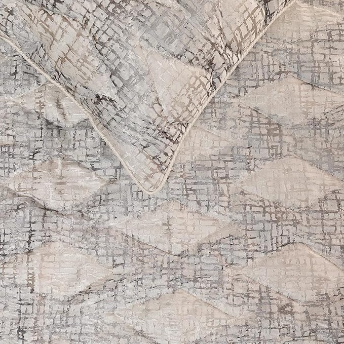 The HomeCentric King Queen Twin Grey Decorative Full 68"x18" Bed Runner with Pillow Cover, Quilted Bed Scarf on Jacquard Fabric - Graphitti Grey