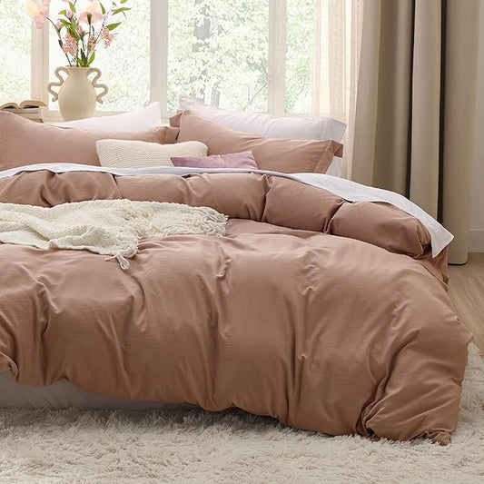 Bedsure Mocha Mousse Duvet Cover Twin/Twin XL Size - 2 Pieces Prewashed Polyester Extra Soft Bedding Set, Includes 1 Twin Duvet Cover 68x90 Inches with Zipper Closure & 1 Pillow Sham, No Comforter