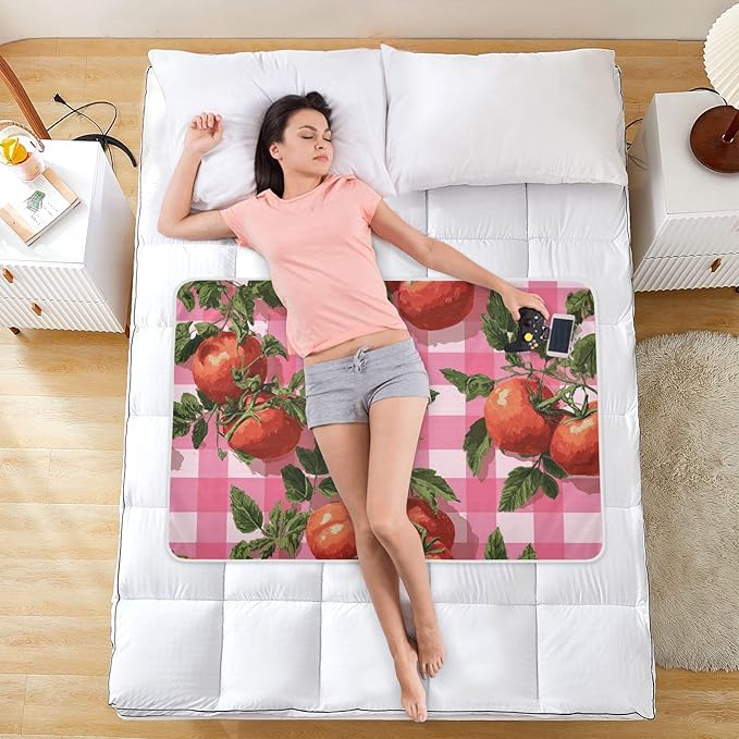 Waterproof Bed Pad Reusable Changing Pad Toddler Mattress Protector Large Pee Pad Baby Diaper Pad Soft Washable Liner Pink Cute Checkered Tomato