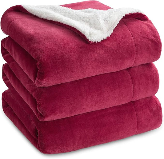 Bedsure GentleSoft Sherpa Fleece Blankets King Size for Bed, Non-Heated, Thick and Warm Throw for Girls and Women, Soft Fuzzy Plush King Christmas Blanket for Winter, Red, 108x90 Inches