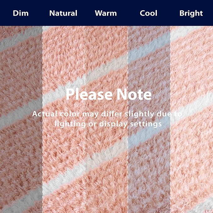 DEZ FURNISHINGS Oversized Cozy Knit Look Cloud-Soft Plush Printed Fleece Throw Blanket, Lightweight & Breathable, Queen (90" x 90"), Peach Pink Stripe
