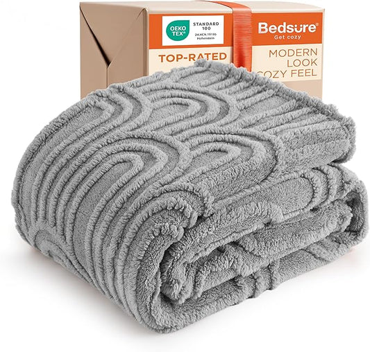 Bedsure GentleSoft Light Grey Throw Blanket for Couch - Super Soft & Cozy Summer Blankets for Women, Fluffy Fleece Throw for Girls, for Women Men, Ideal for Room, Home Decor, 50x60 Inches