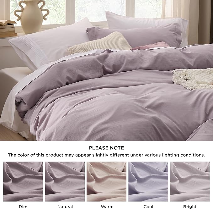 Bedsure Dusty Purple Duvet Cover Full Size - 3 Pieces Prewashed Extra Soft Cotton-Like Polyester Bedding Set, Includes 1 Duvet Cover 80x90 Inches with Zipper Closure & 2 Pillow Shams, No Comforter