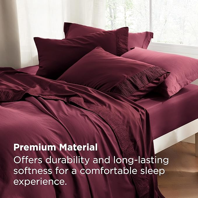 Bedsure Twin XL Sheet Sets Dorm Bedding - 3 Pieces Soft Extra Long Twin Sheets, Hotel Luxury, Easy Care Microfiber for Women, Men, Red