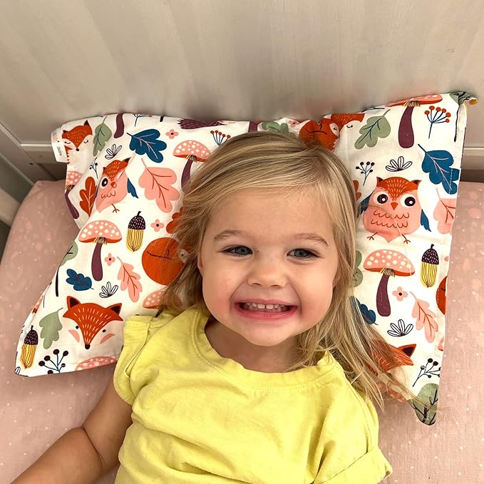 ALVABABY Toddler Pillowcases 2 Pack Organic Cotton Kids Pillow Cover Fit 13"x 18" or 12"x28" Envelope for Girl Boy Sleepy Travel