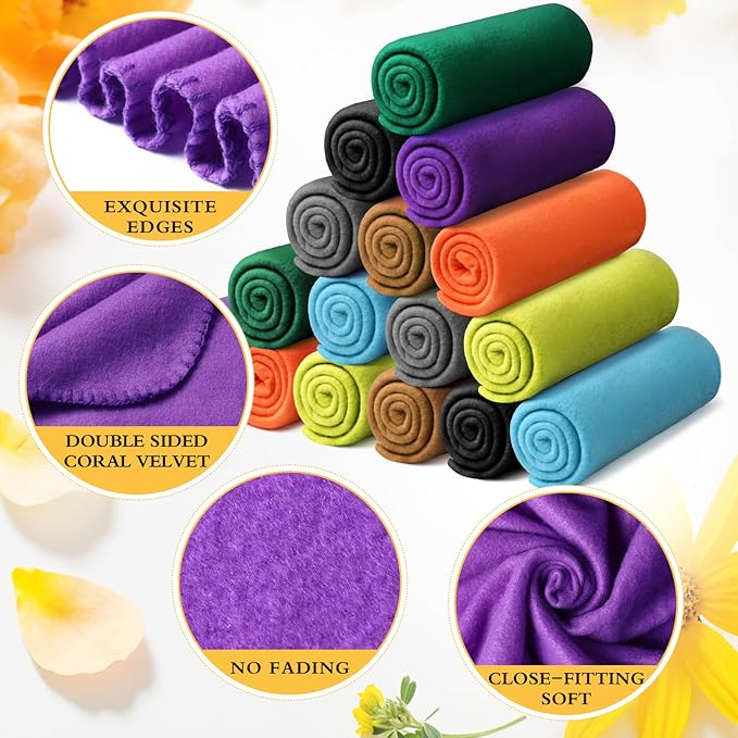 Kinlop 40 Packs Fleece Blanket Bulk 60 x 50 Inch Soft Lightweight Fleece Cozy Blanket Warm Throw Plush Pet Throw for Bed Couch Sofa Home Office Wedding Gifts Travel Camping(Fresh Color,80 Packs)