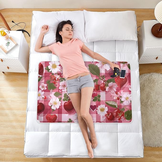 Waterproof Bed Pad Reusable Changing Pad Toddler Mattress Protector Large Pee Pad Baby Diaper Pad Soft Washable Liner Pink Red Checkered Floral Cherry Strawberry