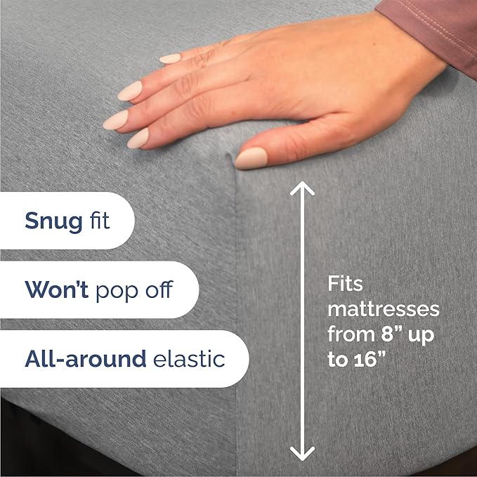 Queen 6 Piece Sheet Set - Comfy Breathable & Cooling - Soft Hotel Luxury Bedding Set with 8-16 Inch Deep Pockets - 1 Flat & 1 Fitted Sheet & 4 Pillowcases - Wrinkle Free & Easy Care - Heathered Grey
