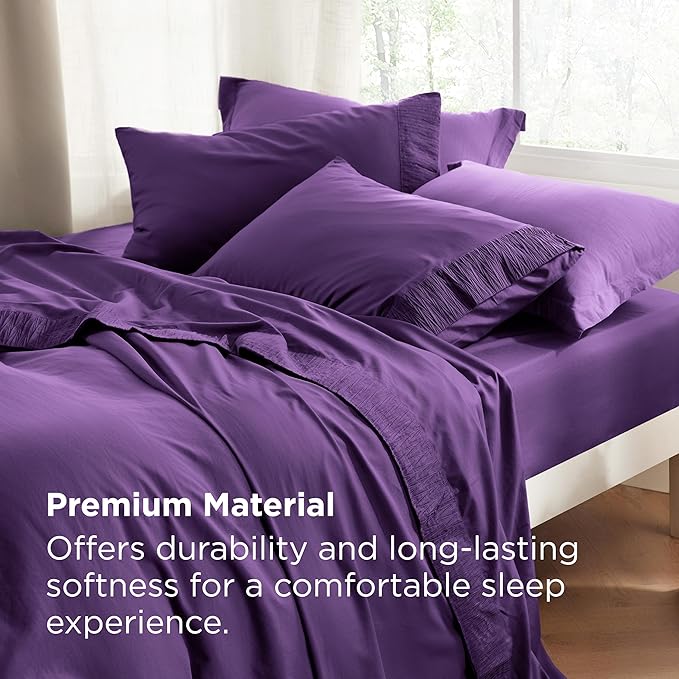 Bedsure Twin Sheets Set - 3 Pieces Soft Twin Bed Sheets - Breathable & Cooling - Hotel Luxury - Easy Care Polyester Microfiber Bedding for Women, Men, Purple