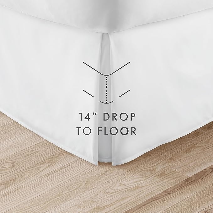 Linen Market Bed Skirt - Ultra Soft Microfiber - Easy Fit with 14 Inch Tailored Drop - Hotel Quality, Shrinkage & Fade Resistant - Bed Cover - King Bed Set - Bedroom Décor - (King, White)