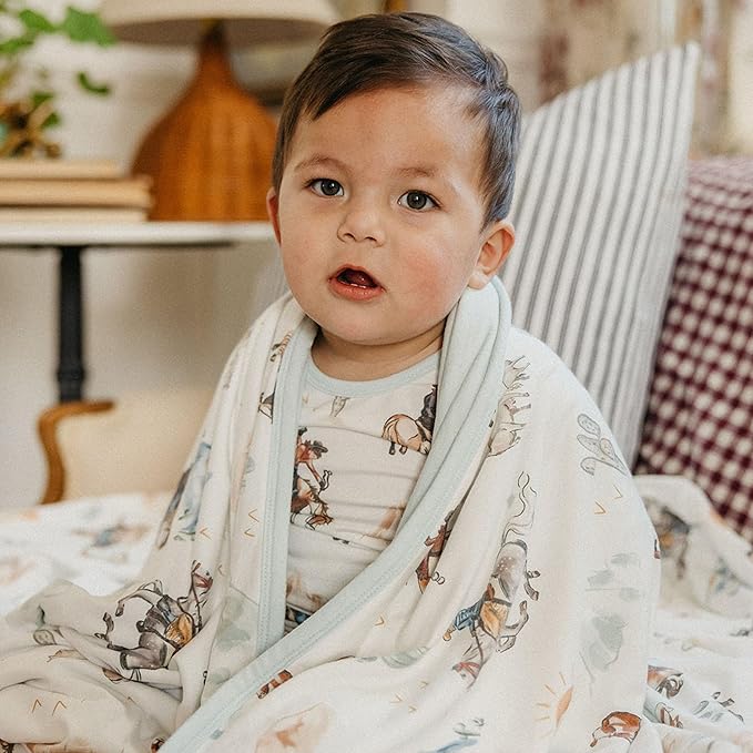 Large Premium Knit Baby 3 Layer Stretchy Quilt Blanket "Boone" by Copper Pearl