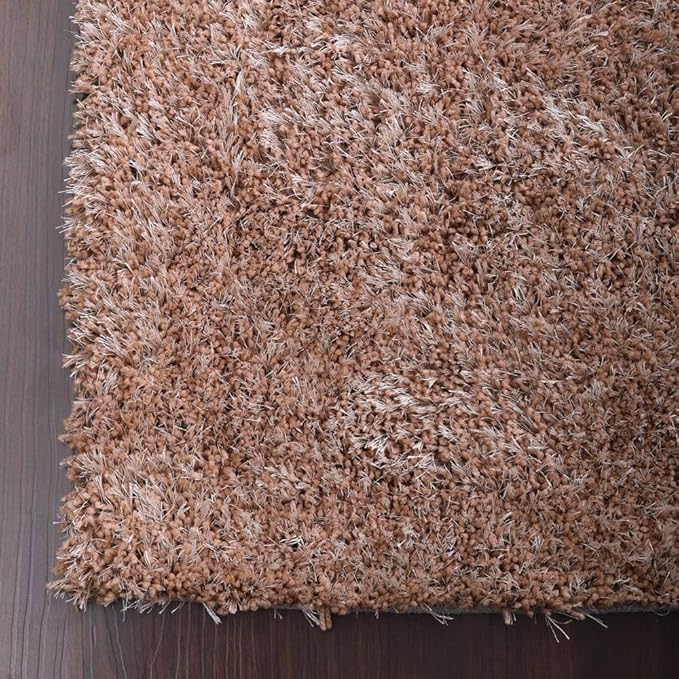 Hand Tufted SHAG Polyester ECO-Friendly Area Rugs - 2'6''x6', Runner, Beige, Solid Plain Design, High Pile Thick Handmade Anti Skid Area Rugs for Living Room, Bed Room K00111